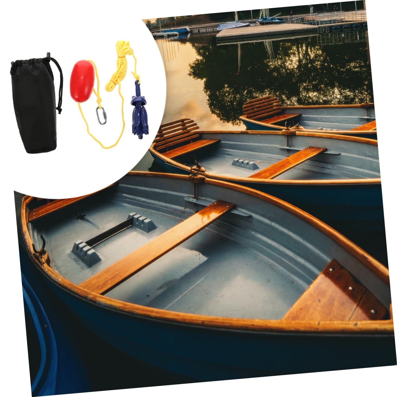 ifundom Ancla Plegable de Aleación de Aluminio para Kayak y Canoa, Fácil de Almacenar Cuerda y Gancho de Resorte, Adecuado para Deportes Acuáticos y Pesca
