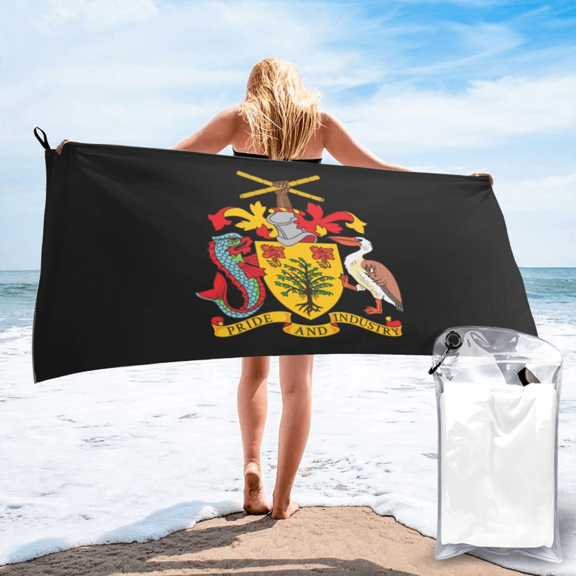 Lsjuee National Emblem of Barbados Microfiber Beach Towel-Quick Dry Oversized Towels Blanket for Travel Pool Camping