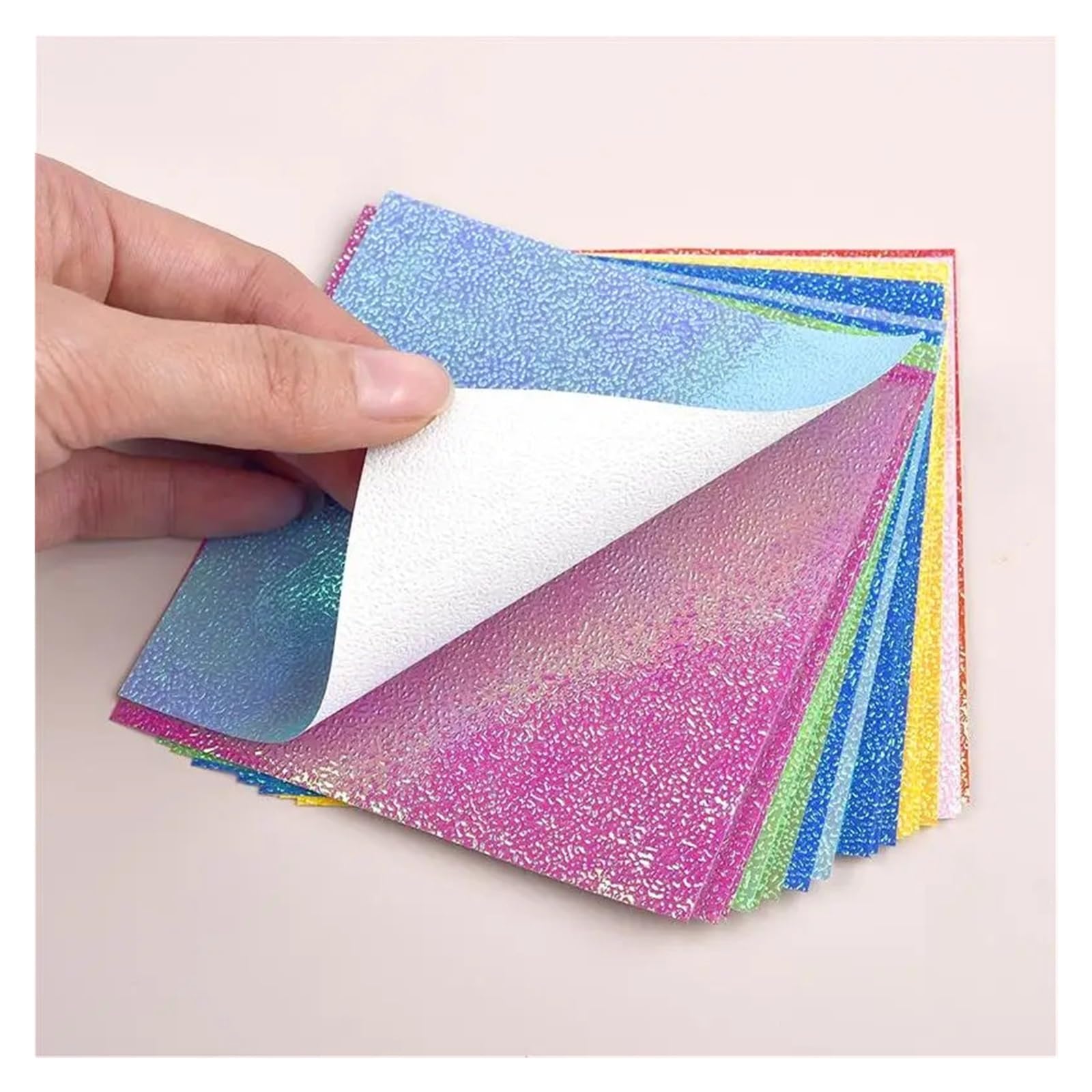 100 Stück Mix Perlglanzpapier Buntes Glitzer Origami Kinder Handgefertigte Materialien DIY Scrapbooking Faltbastelpapier Quadrat Für Handgefertigte Dekorationen(12.5x12.5cm)