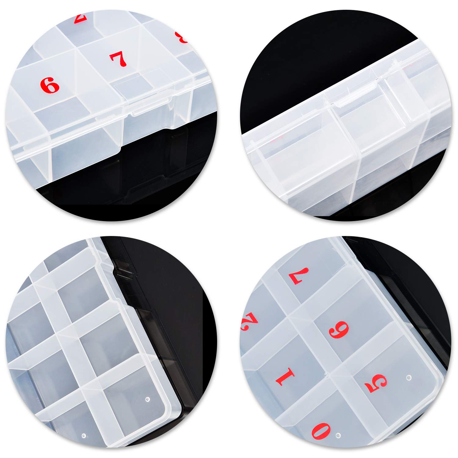 3 Pack 10 Space Transparent False Nail Art Tips Storage Box Nail Rhinestone Glitter Storage Case Container