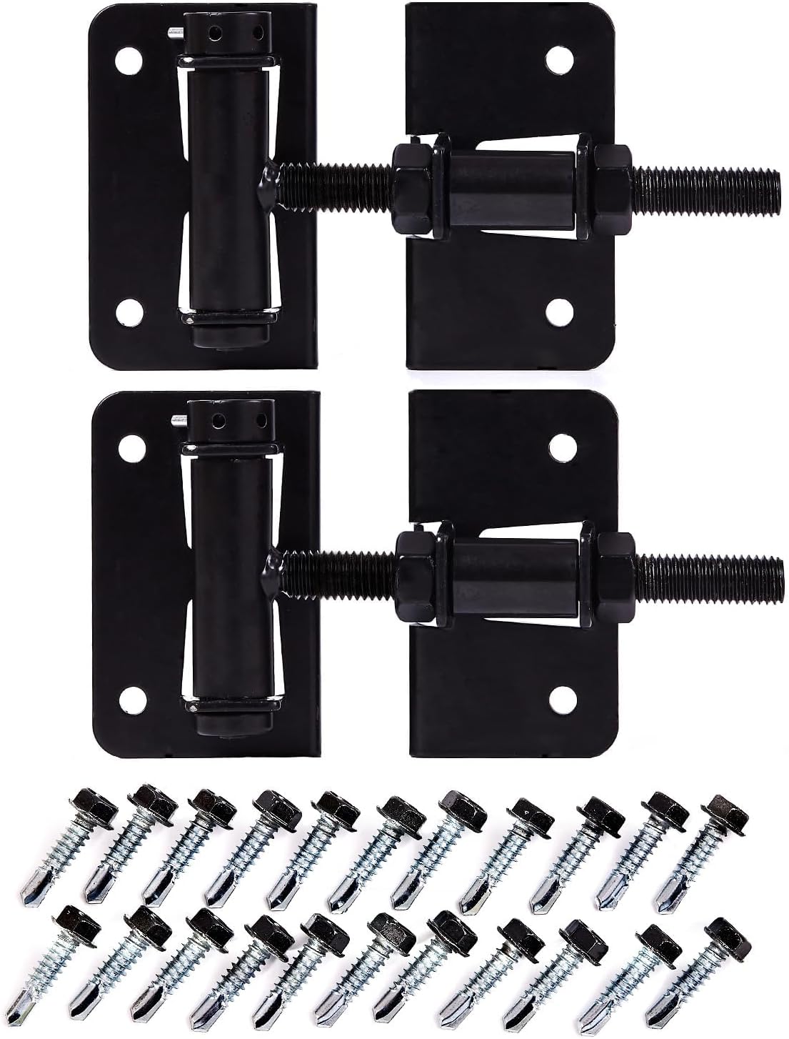 MECHREVO Self Closing Gate Hardware Hinges Heavy Duty for Wooden/Vinyl/PVC Fences, with Installation Screws and Swing Adjuster Tool