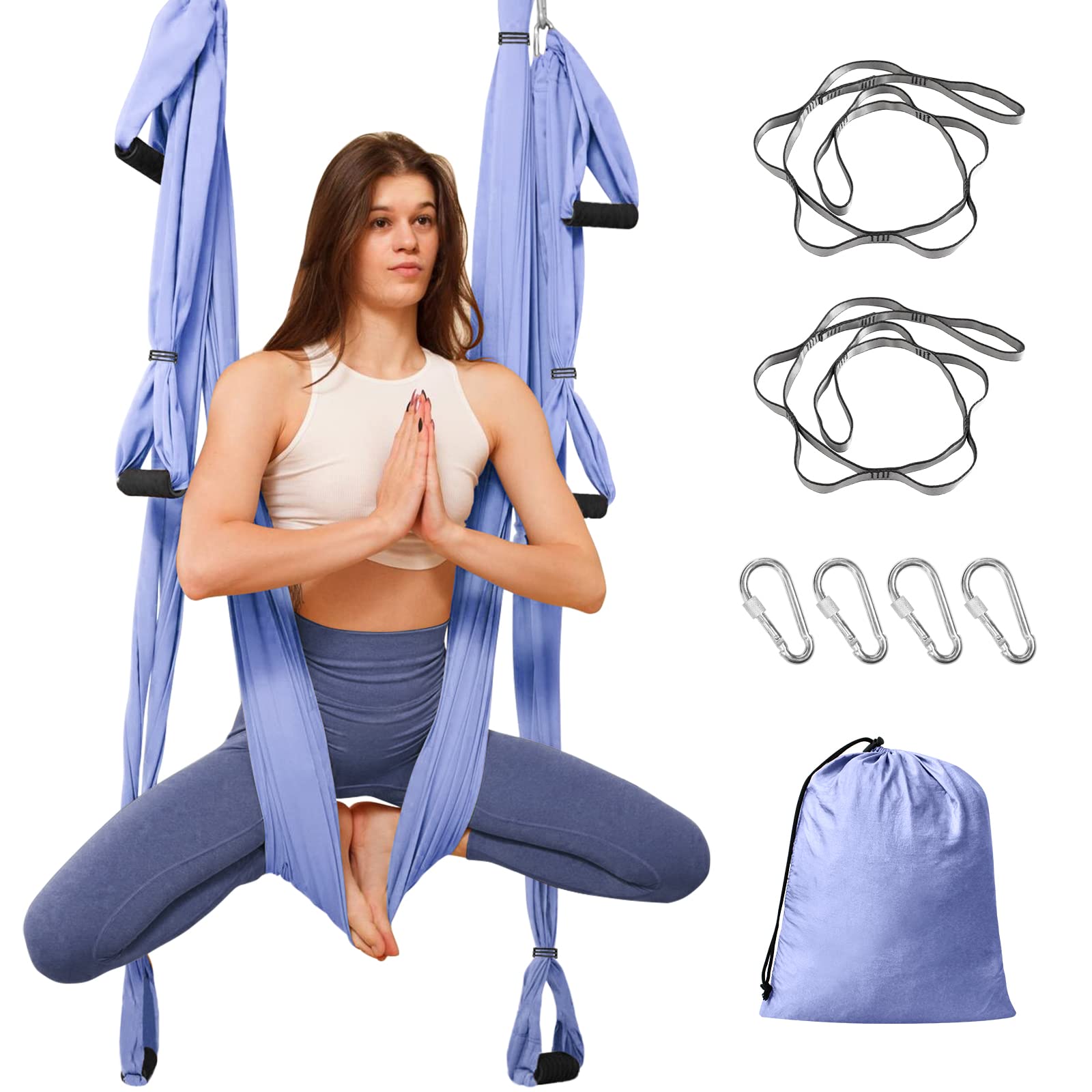Leogreen Amaca Yoga Antigravity In Taffetà Nylon – Carico 300kg, Con Maniglie E Cinghie Regolabili, Per Pilates E Relax