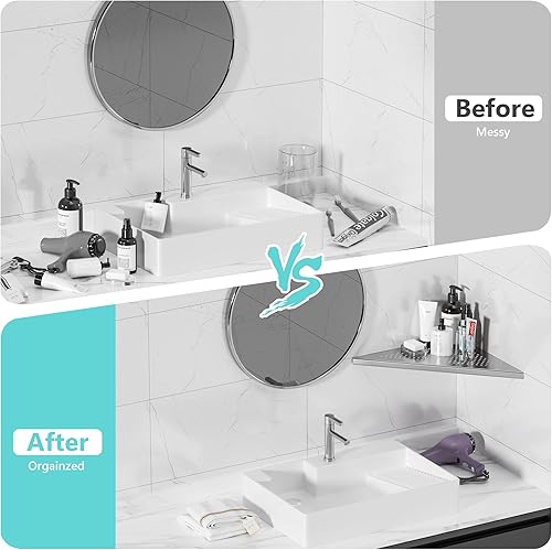 Miniatura 7 de Estante esquinero de baño, estante de ducha empotrado de 12 pulgadas, estante de acero inoxidable SUS304 para montaje en pared, triangular, sin
