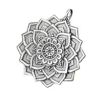 Algopix Similar Product 3 - Large Sterling Silver Lotus Mandala