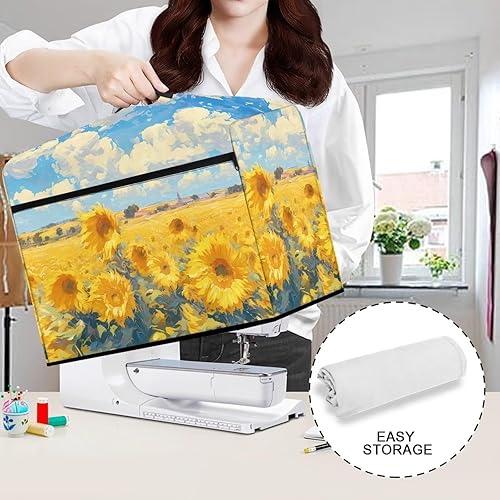 Miniatura 209 de Funda para máquina de coser de mariposas y flores con prácticos bolsillos, funda protectora con asa, para la mayoría de máquinas de coser estándar