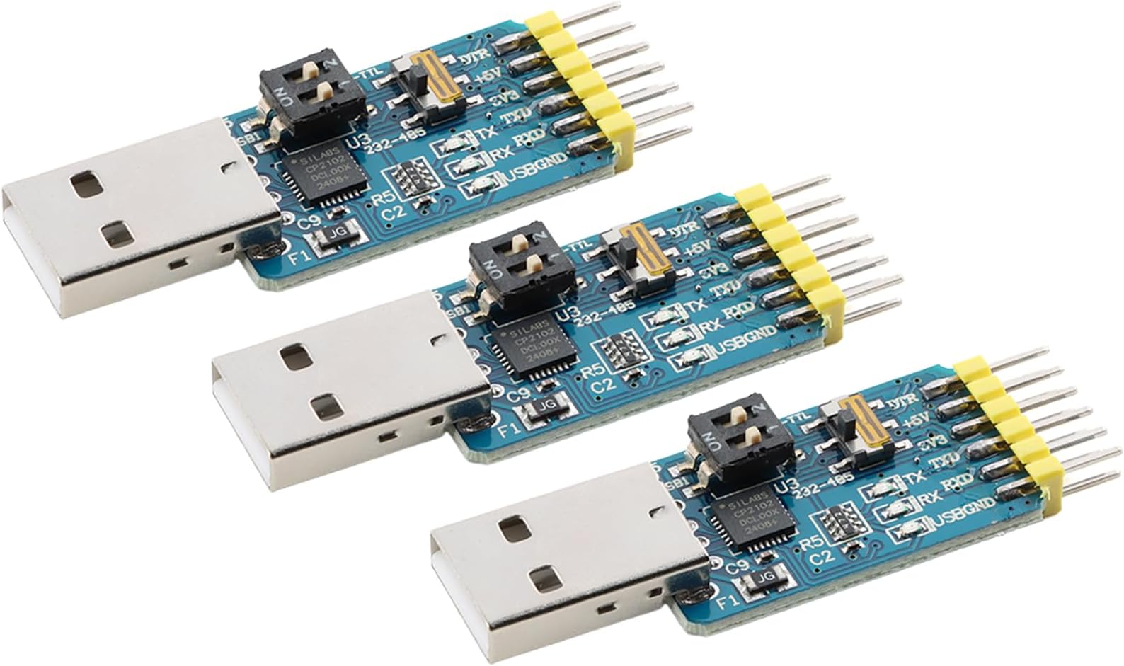 3Pcs MAX7219 Dot Matrix Module - Green, Arduino Compatible, Single Chip LED Driver Display Module