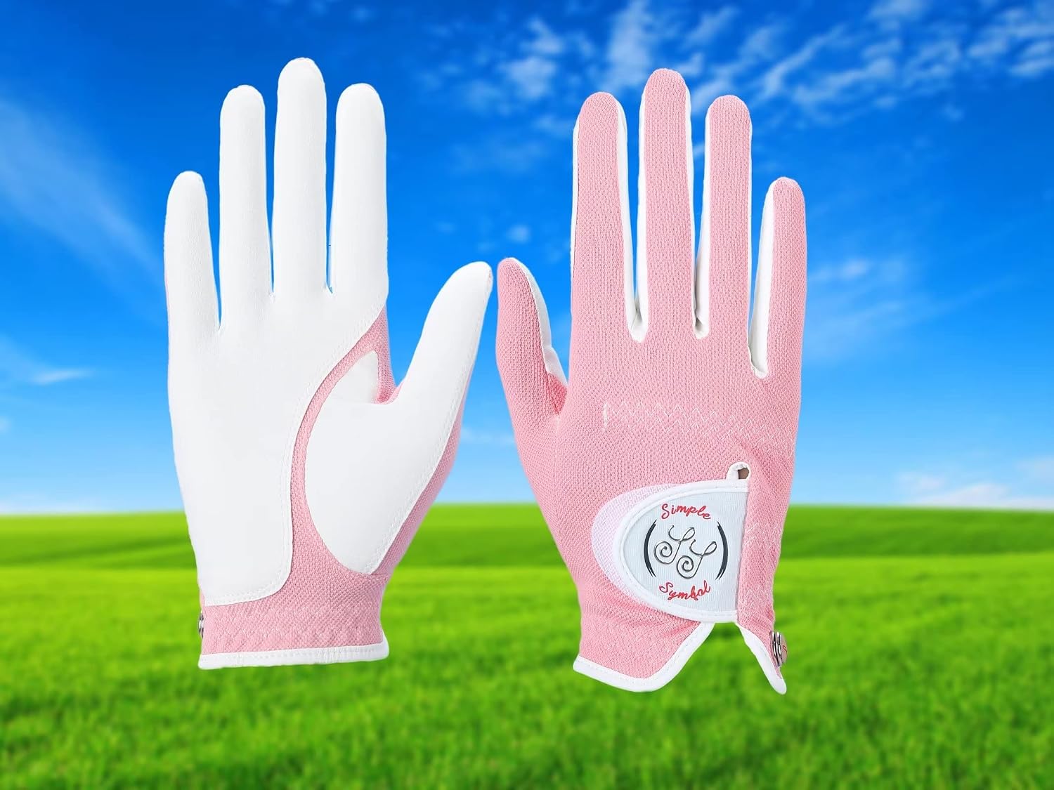 Women's RainGrip Golf Glove Two Pack, Hot Wet Weather Comfort, Four Colors to Choose from Pink/Sky/White/Green