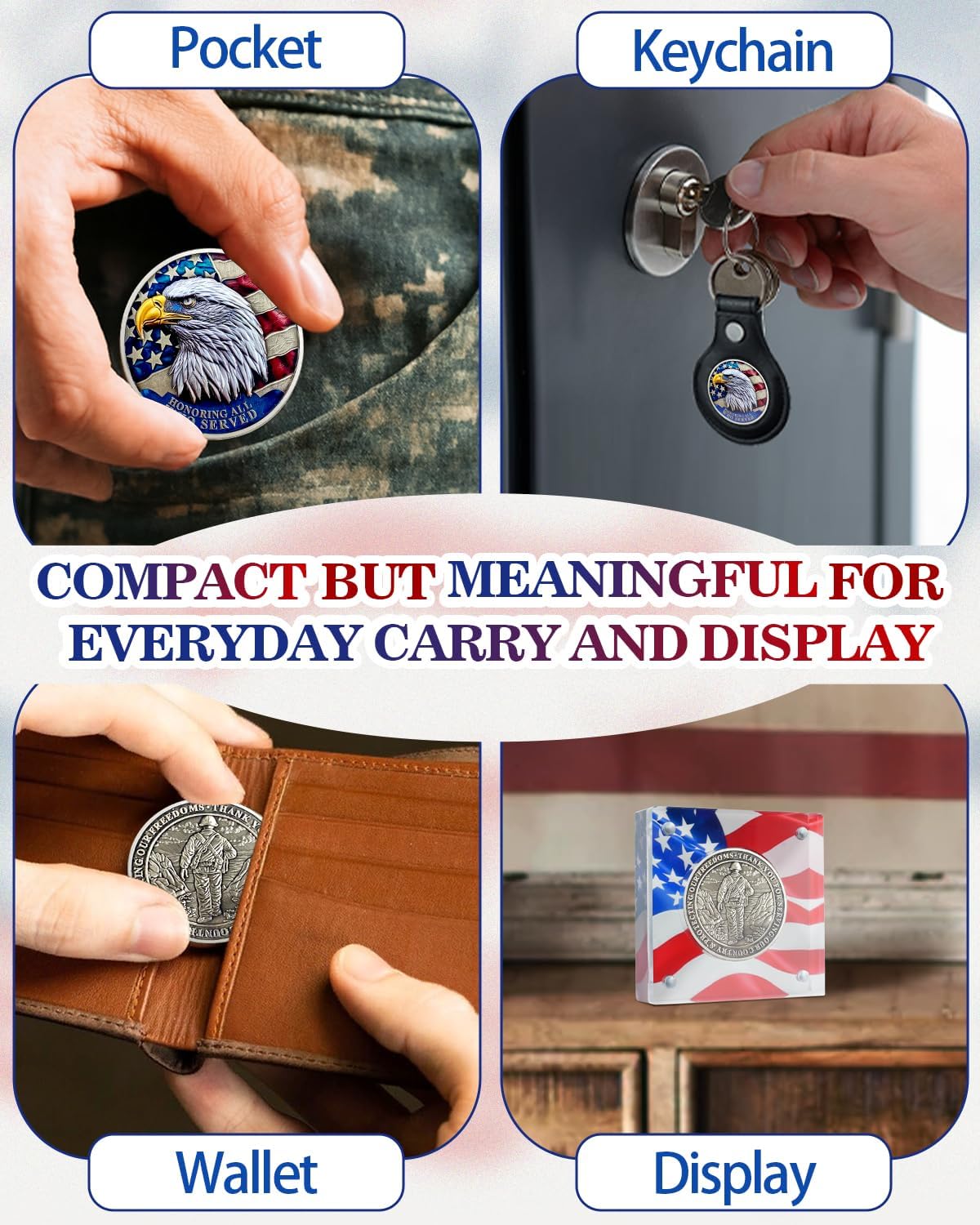 24Pcs Military Challenge Coins Set - Veterans Coin Honoring All Who Served Thank You for Your Service Medallion Military Appreciation Gifts for Men Women Army Veterans Day Gifts Bulk