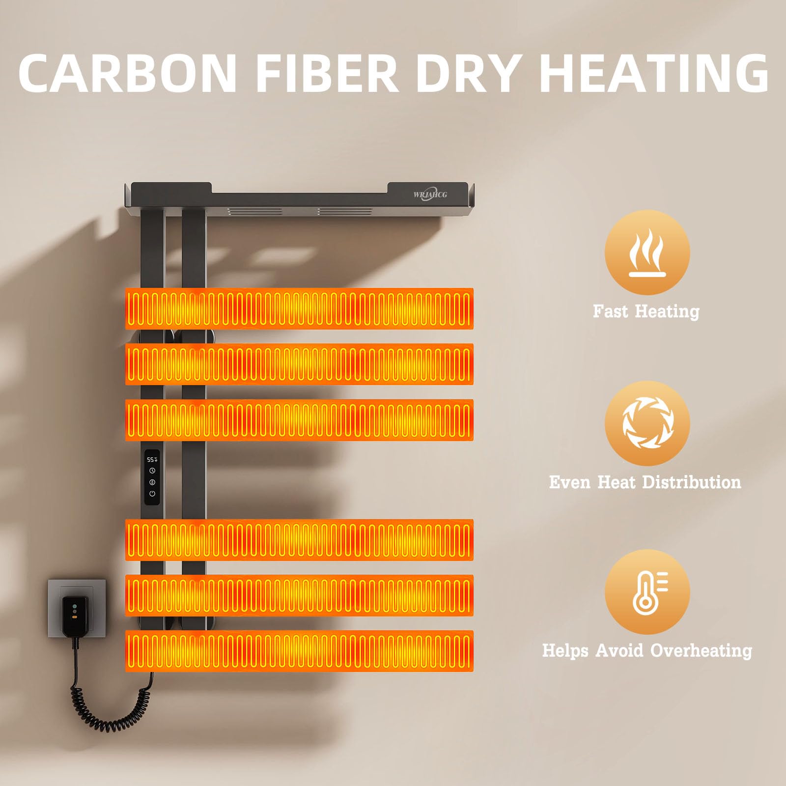 WRJAHCG Porta Asciugamani Bagno da Parete Controllo Vocale,Scaldasalviette Elettrico Bagno Smart WiFi,Termoarredo Elettrico Bagno con Timer E Termostato,Termosifone 6 Barre,197W,Grigio