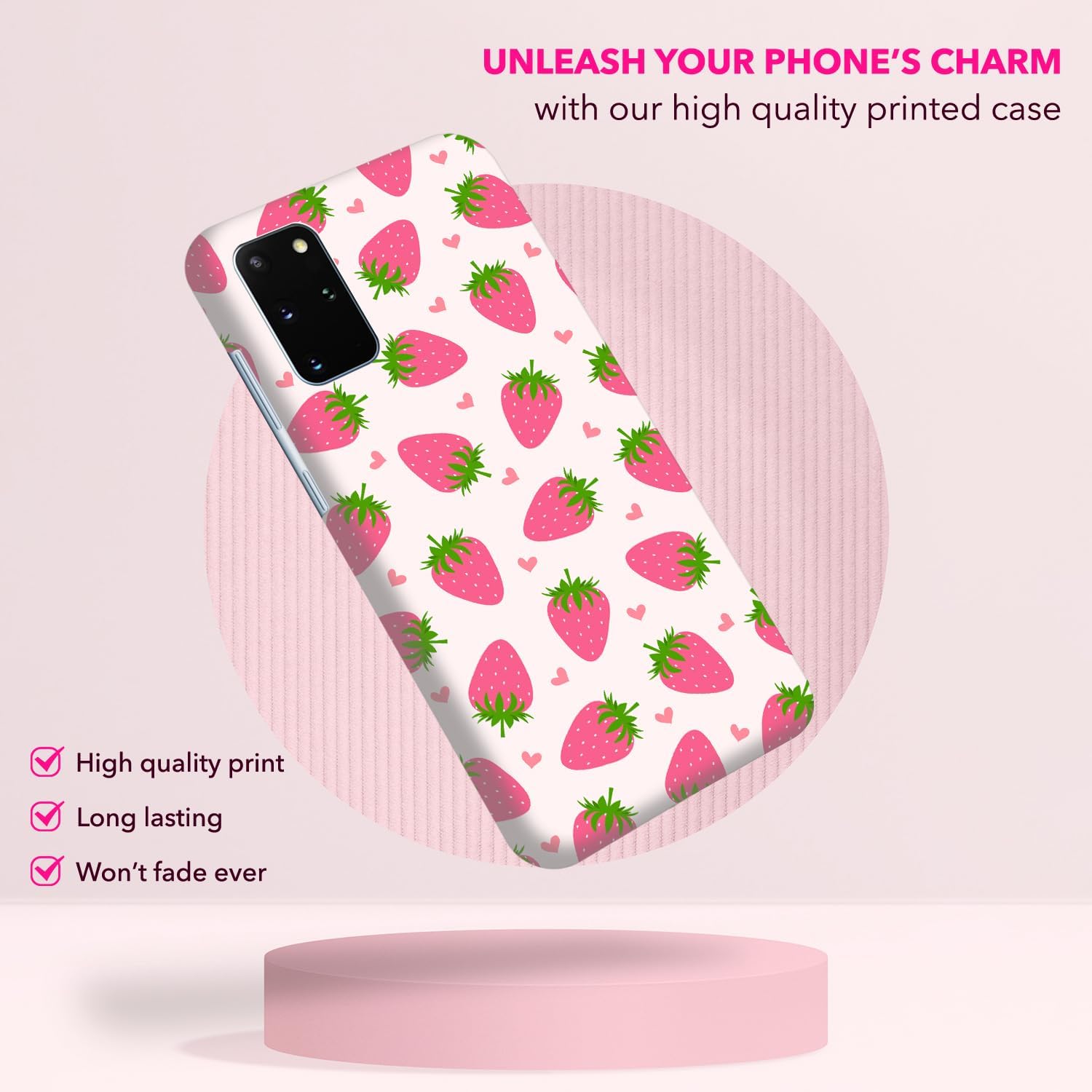 Back Case for Samsung Galaxy S20 Plus, Samsung S20+ Case with Stylish Strawberry Pink Pattern Design Printed Cute, Sleek Durable Hard Protective Case/Cover for Samsung S20 Plus - Image 6