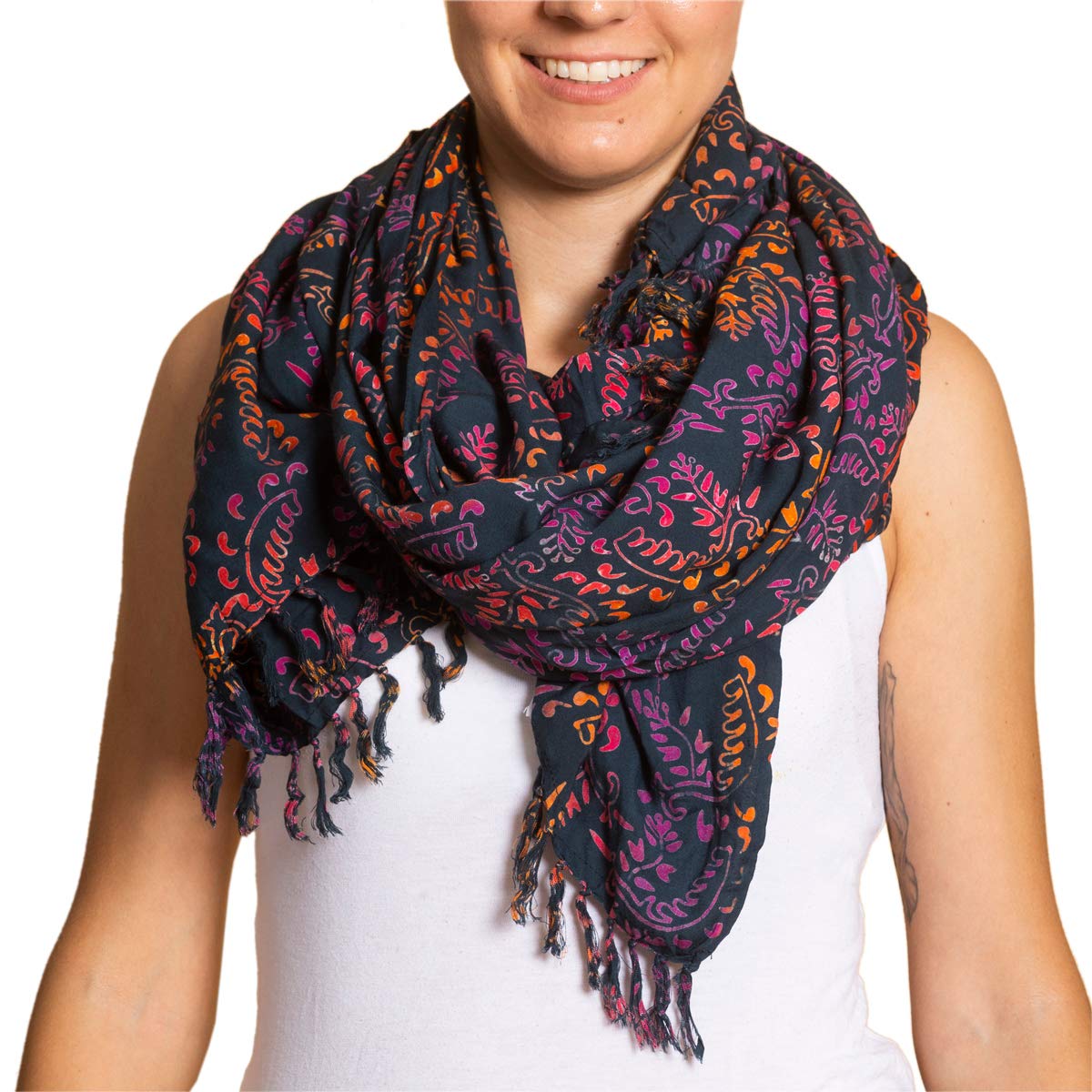 Panasiam Unisex B022 Fern Indigo Scarf Batik 190X116cm,