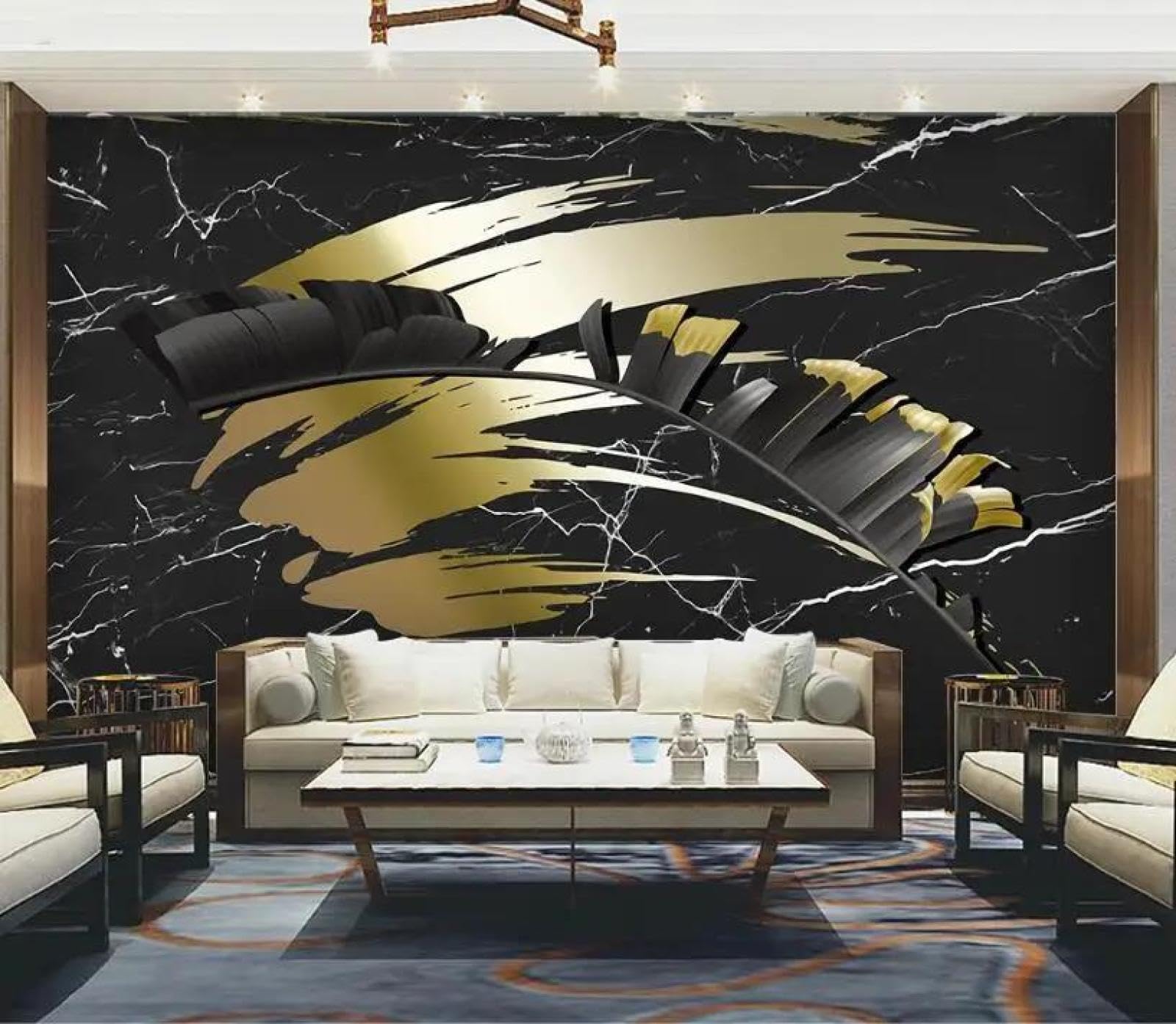 Papier peint mural 3D ILIYA anti-imperfections en intissé pour salon