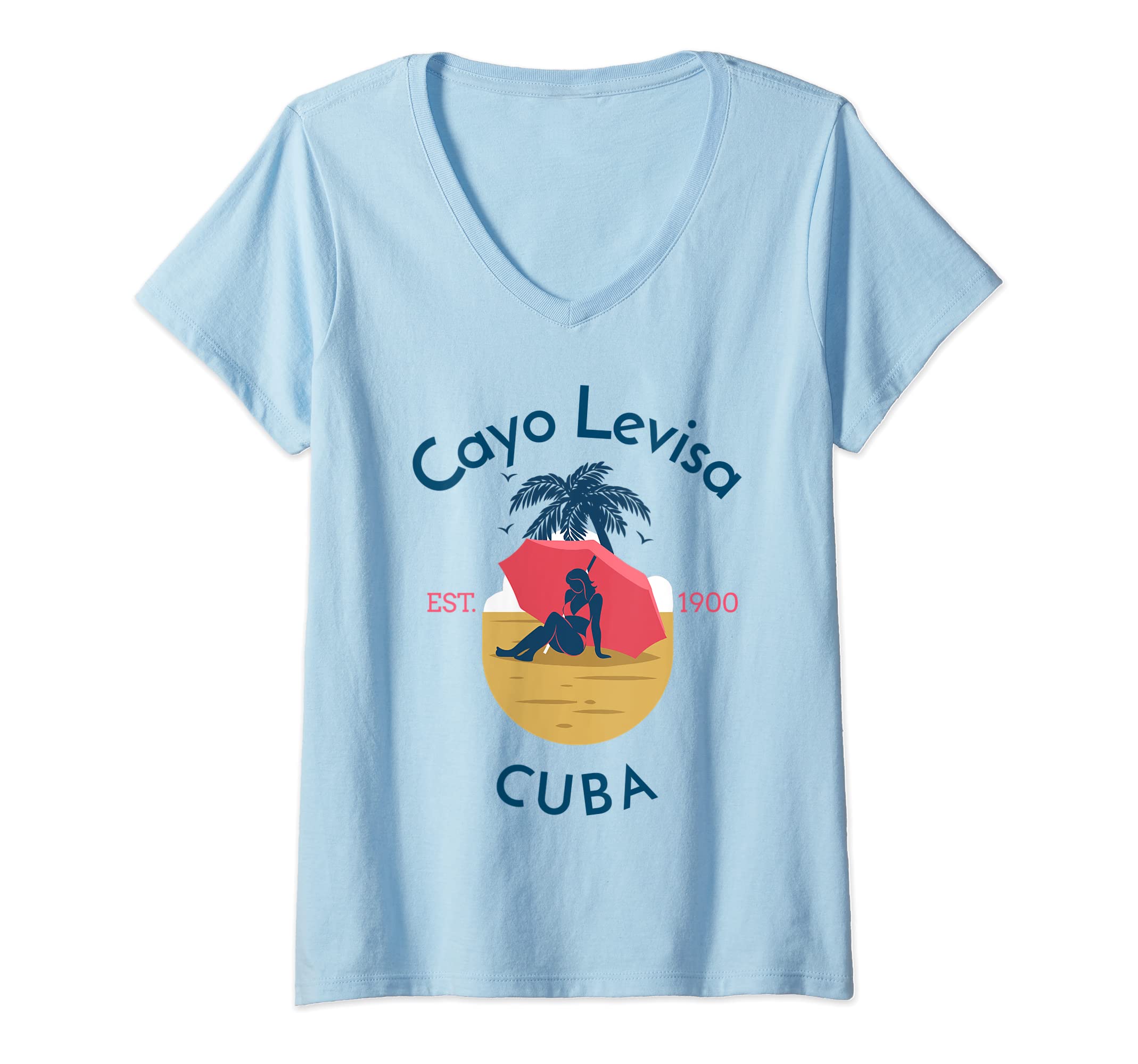 YO MINUSWomens Cayo Levisa Cuba V-Neck T-Shirt