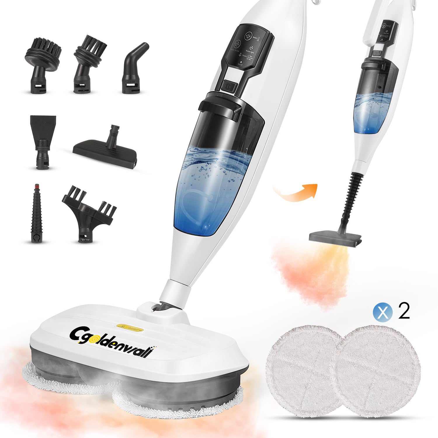 CGOLDENWALL Steam Mop Steam Cleaner for Home, 330 ml Water Tank, CGSM-803