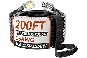 200 ft 3 Prong Extension Cord for Outdoor, 16/3 Gauge Electric Cord ETL Listed