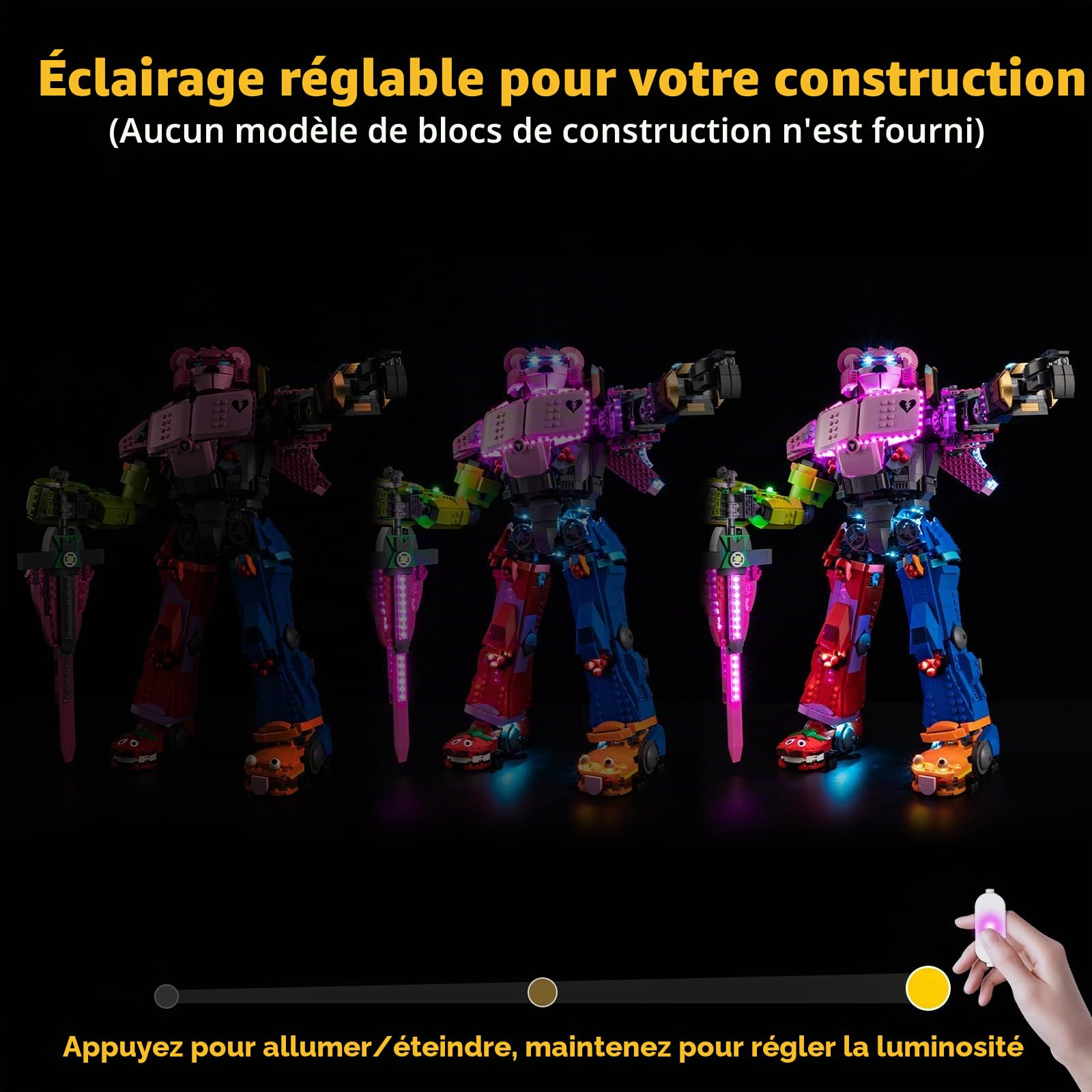 Kyglaring Kit d'Éclairage à LED Compatible avec Lego Fortnite Mecha Team Leader Figure 77078 Blocs de Construction, Accessoires d'éclairage pour Le modèle Lego 77078, Version Tactile (sans Modèle)