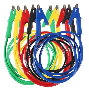 5PCS Alligator Clips Electrical, 1000V 15A Alligator Clips with Wires, 1M Dual-Ended Alligator Clip Test Leads, Flexible Copper Jumper Wires with Gator Clip for Electrical Testing, Circuit Connection