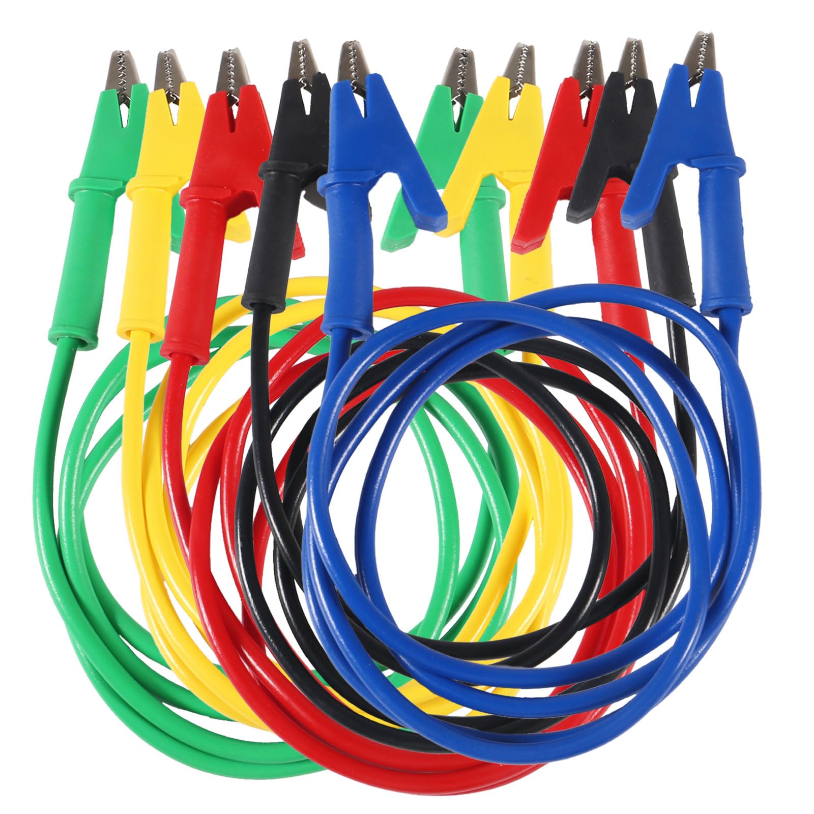 5PCS Alligator Clips Electrical, 1000V 15A Alligator Clips with Wires, 1M Dual-Ended Alligator Clip Test Leads, Flexible Copper Jumper Wires with Gator Clip for Electrical Testing, Circuit Connection