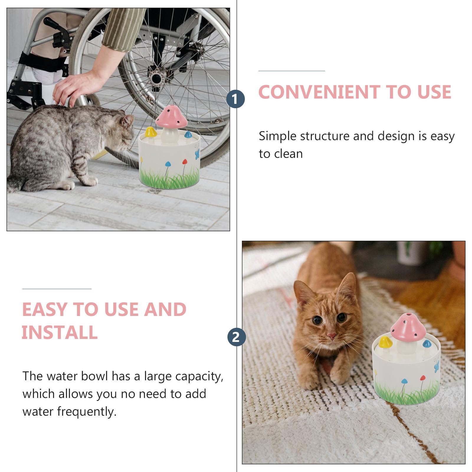 Zerodeko Großer 1l Wasserschale für Haustiere Automatischer Hunde Trinknapf aus Keramik Geeignet für Zuhause und Haustierbesitzer