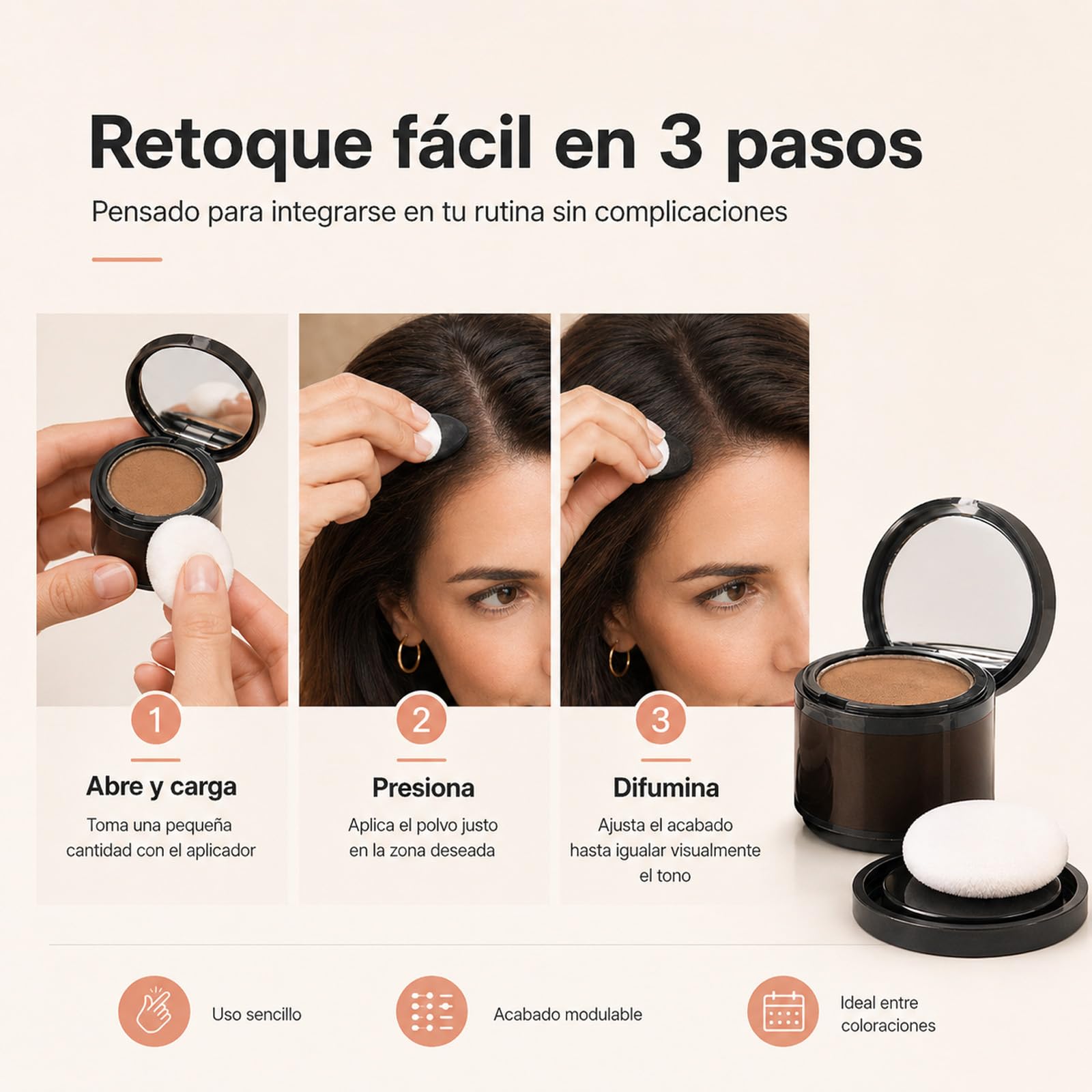 Avellio Polvo Corrector De Raices,Cubre Canas Al Instante, Con Queratina, Resistente Al Agua Y Al Sudor, Acabado Natural, Sin Grumos (Marrón oscuro)