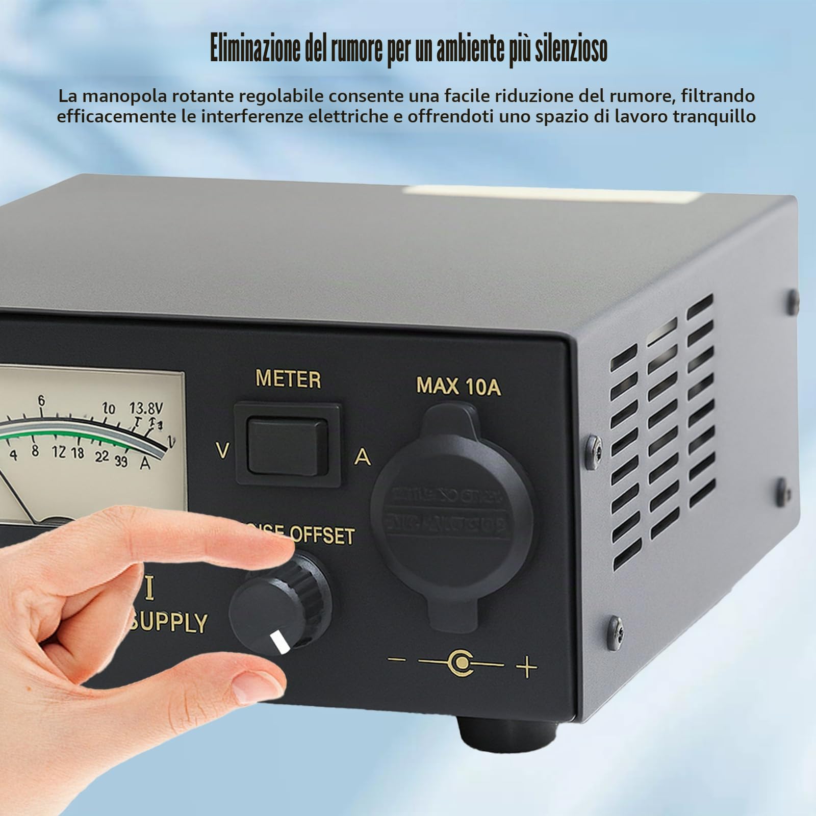 Alimentatore da banco, 30 A, 13,8 V, con controllo del rumore regolabile, convertitore CA-CC con presa accendisigari e maggiore sicurezza per radio HAM, radio amatoriali, CB, dispositivi da 13,8 V