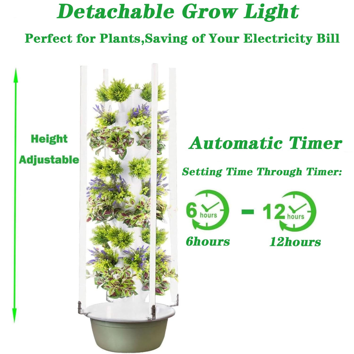 Hydroponisches Anbausystem, Hydroponischer Turm, Hydroponisches Keimungsset, Indoor-Vertikalturm-System-Kit für grünes Gemüse und Obst, für Kräuter, Obst und Gemüse, 9 Schichten