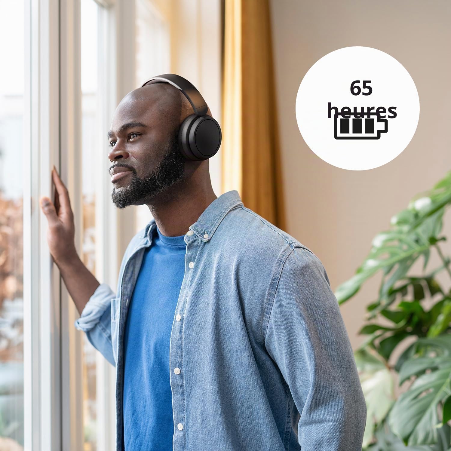 Philips TAH5219BK/00 Casque Bluetooth sans Fil Léger on‑Ear – Jusqu’à 65 h d’autonomie, Son Naturel, appels clairs, Basses dynamiques, Recharge USB‑C 2 h, Housse Souple – Noir