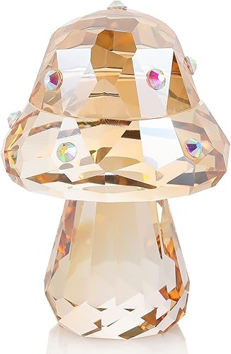 Enjinkail Figura de cristal de hongo, bonita decoración de escritorio para el hogar con circonitas brillantes, regalos de hongos Kawaii para