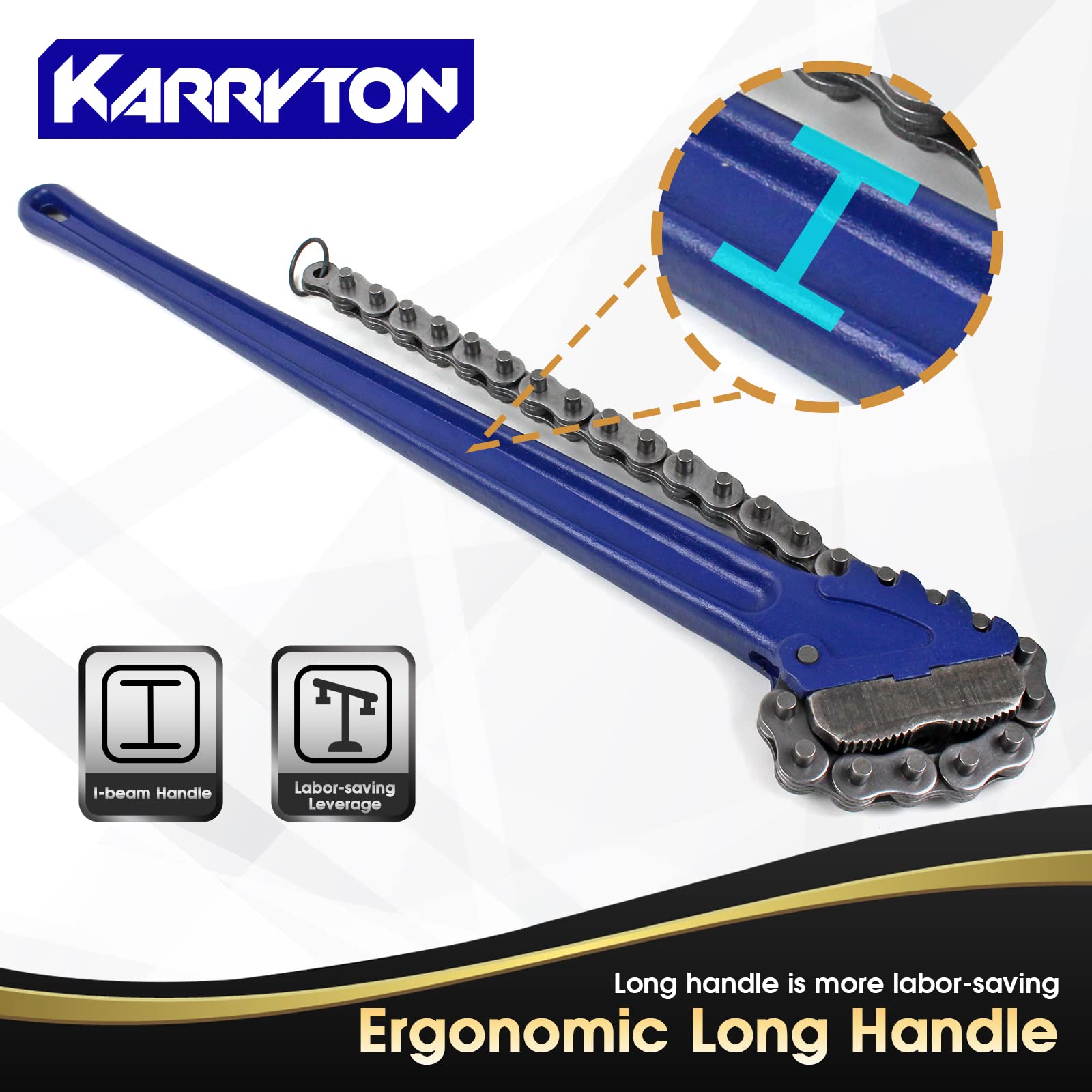 Klucz do rur łańcuchowych 91 cm 10,9 cm - 19 cm, średnica rury 76 cm długość łańcucha maksymalne obciążenie zerwania 6800 kg, wytrzymałe narzędzie hydrauliczne do instalacji rur, operacji i konserwacji pól olejowych
