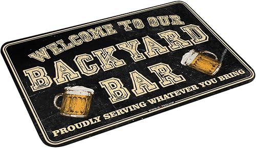 Miniatura 2 de Tapete de entrada Bienvenido a nuestro bar del patio trasero que sirve con orgullo lo que traigas, alfombras antideslizantes, parte trasera de goma,