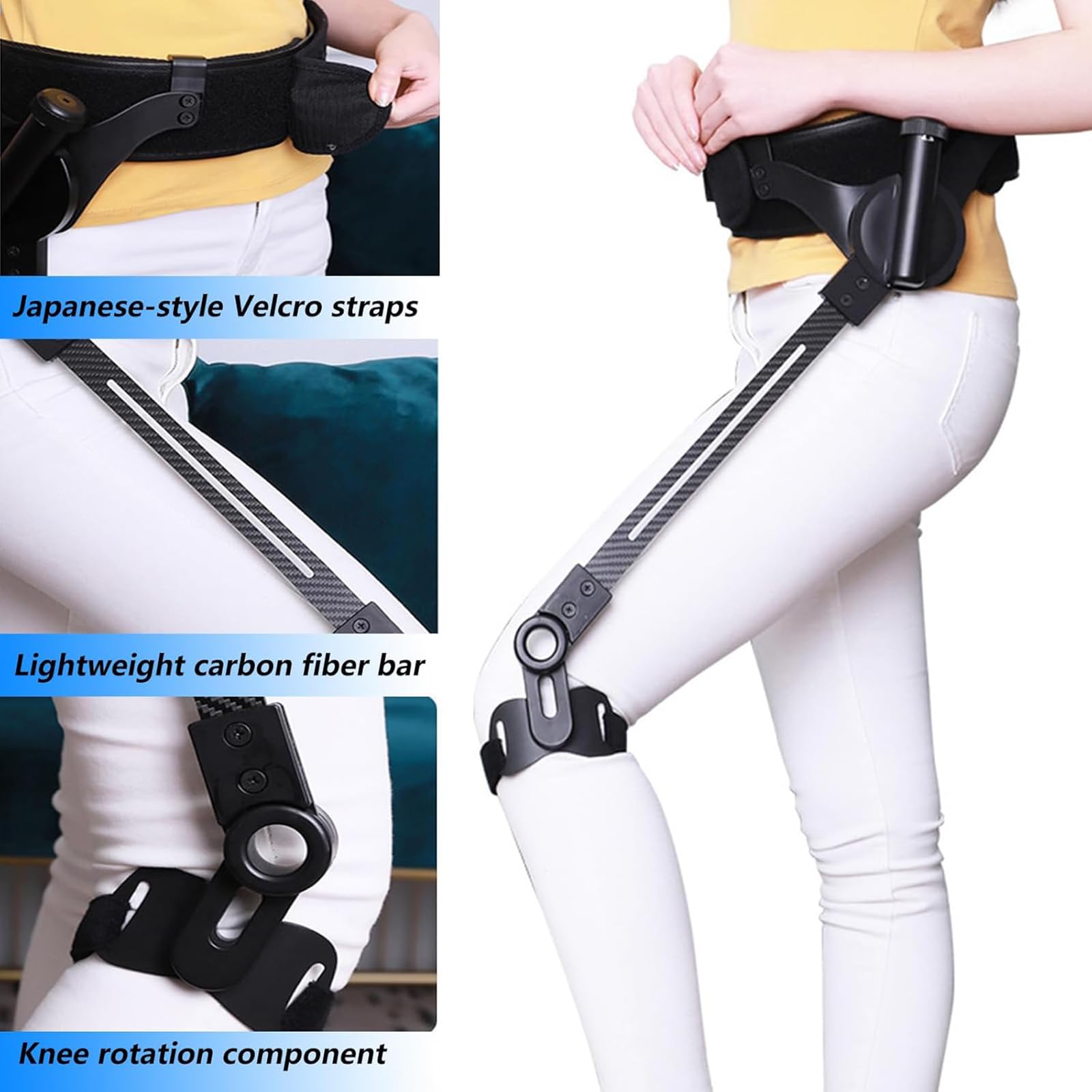 Genérico Exoesqueleto Biónico Portátil de Potencia para Caminar, Ajustable en 3 Niveles de Fuerza, Ayudas de Caminata con Potencia Biónica para Adultos Mayores, Viajes,Right,S