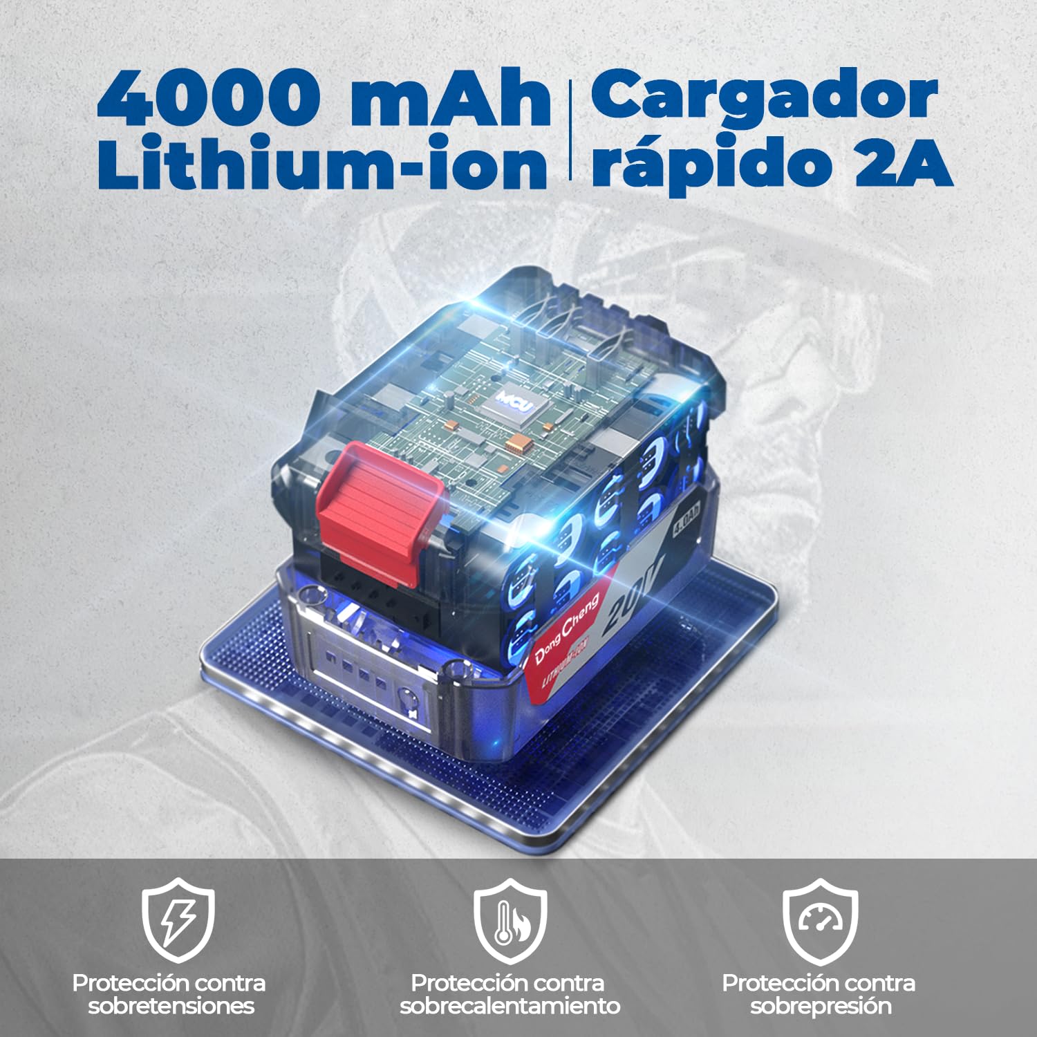 Llave de impacto inalámbrica Dong Cheng 20V sin escobillas, par alto 698 Nm, 2200 RPM, 4 modos, llave de impacto de 1/2 pulgada con caja de almacenamiento, incluye 2 baterías 4,0 Ah y cargador