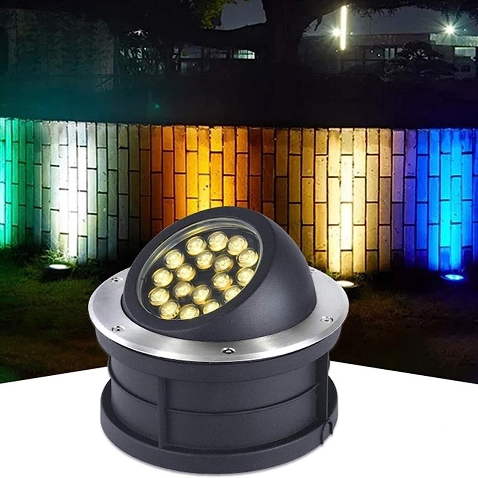 Oświetlenie ogrodowe - zewnętrzne lampy do wkopywania w ziemię, okrągła lampa LED ze stali nierdzewnej do wkopywania w ziemię, wodoodporna lampa punktowa IP67 do ogrodu,Yellow-9W(24V)
