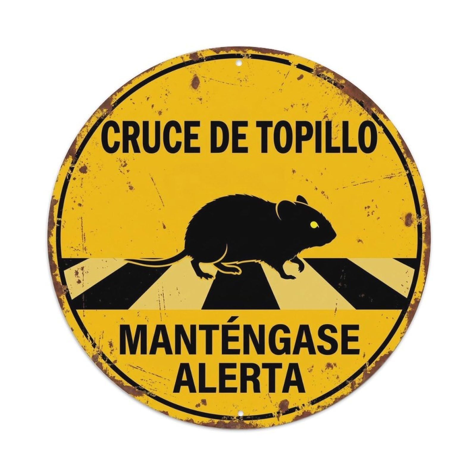 Metal Tin Sign Vole Crossing Manténgase Alerta Distressed