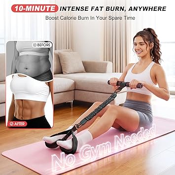 WOQQW Multifunction Pedal Resistance Band with Handle, Upgraded 3 Tube Adjustable Foot Resistance Bands for Core, Arm, Legs, Body Puller Trainer - Sit Up Exercise Equipment for Women Men