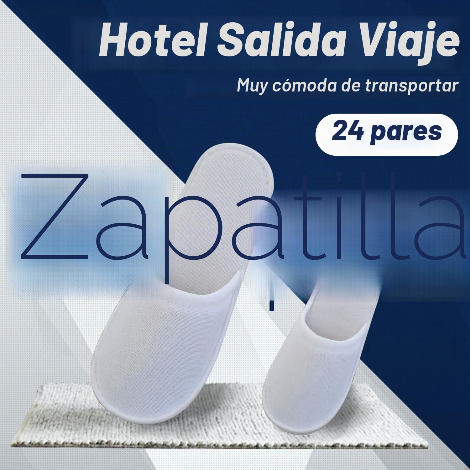 Tokaneit 24 Pares Zapatillas Desechables, Zapatillas de Hotel, Pantuflas Invitados, Pantuflas para Mujer y Hombre, para SPA Invitados a la Fiesta y Viaje (Blanco)