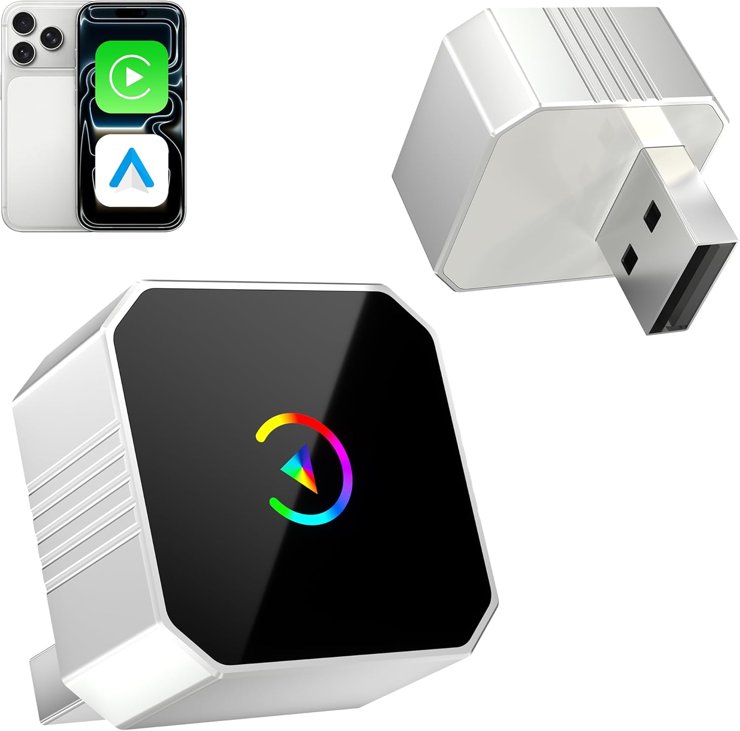 Wireless CarPlay Adapter for Apple iPhone & Android Auto, 2026 Upgraded 2-in-1 Plug and Play Converts Wired to Wireless Car Play Adapter, Fast Auto-Connect, Mini Size with iPhone iOS 10+
