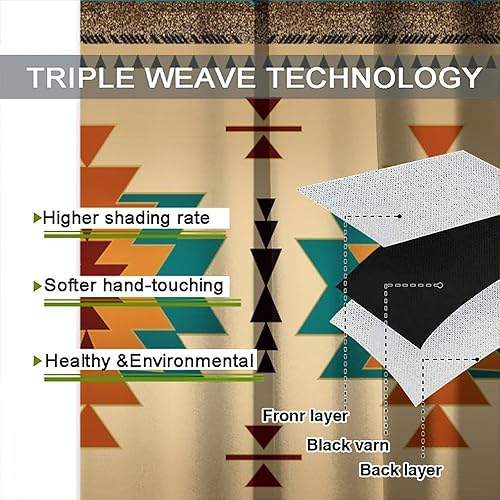 Miniatura 8 de YCness Cortinas aztecas, patrón étnico nativo nativo americano del suroeste, patrón étnico bohemio occidental geométrico opaco, tratamiento de