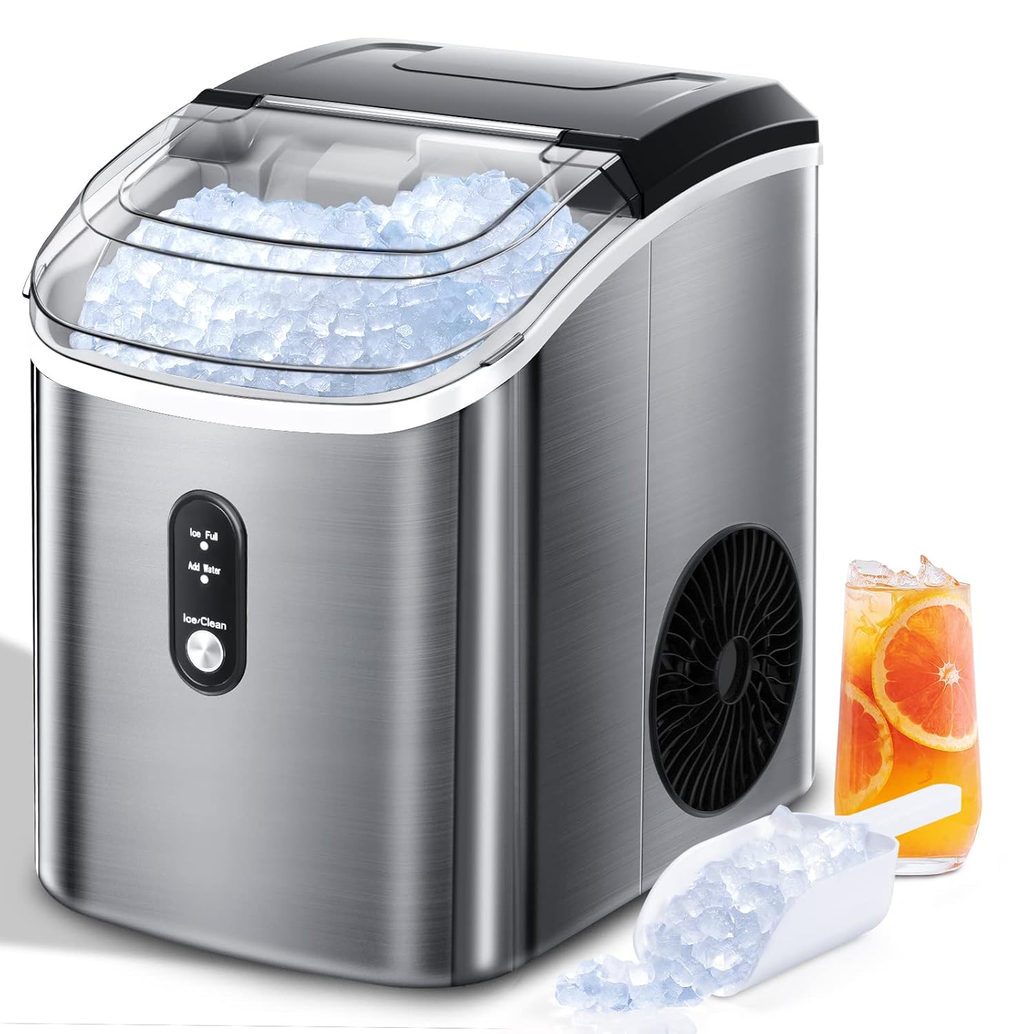 AGLUCKY Portable Nugget Ice Maker Machine Countertop with SelfCleaning Function