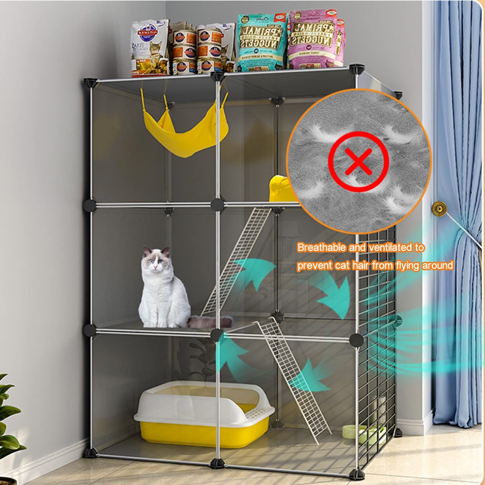 Jaula para Gatos de Interior - Parque para Gatos Jaula para Chinchilla Parque para Animales pequeños Jaula para Chinchilla para roedores para Gatito Cachorro Conejo Ejercicio (Tamaño: 72 * 3