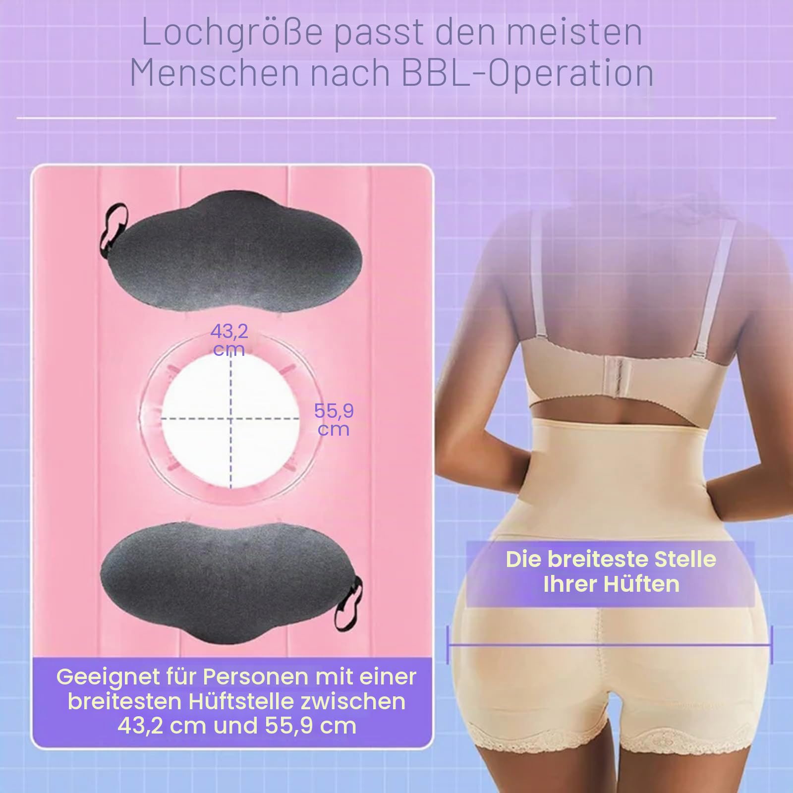 Yogamatte Für Schwangere, Bequeme, Beflockte, Aufblasbare PVC-Matratze Mit Loch, Bequemes Ganzkörperkissen, Schwangerschaftskissen Zum Schlafen,Pink
