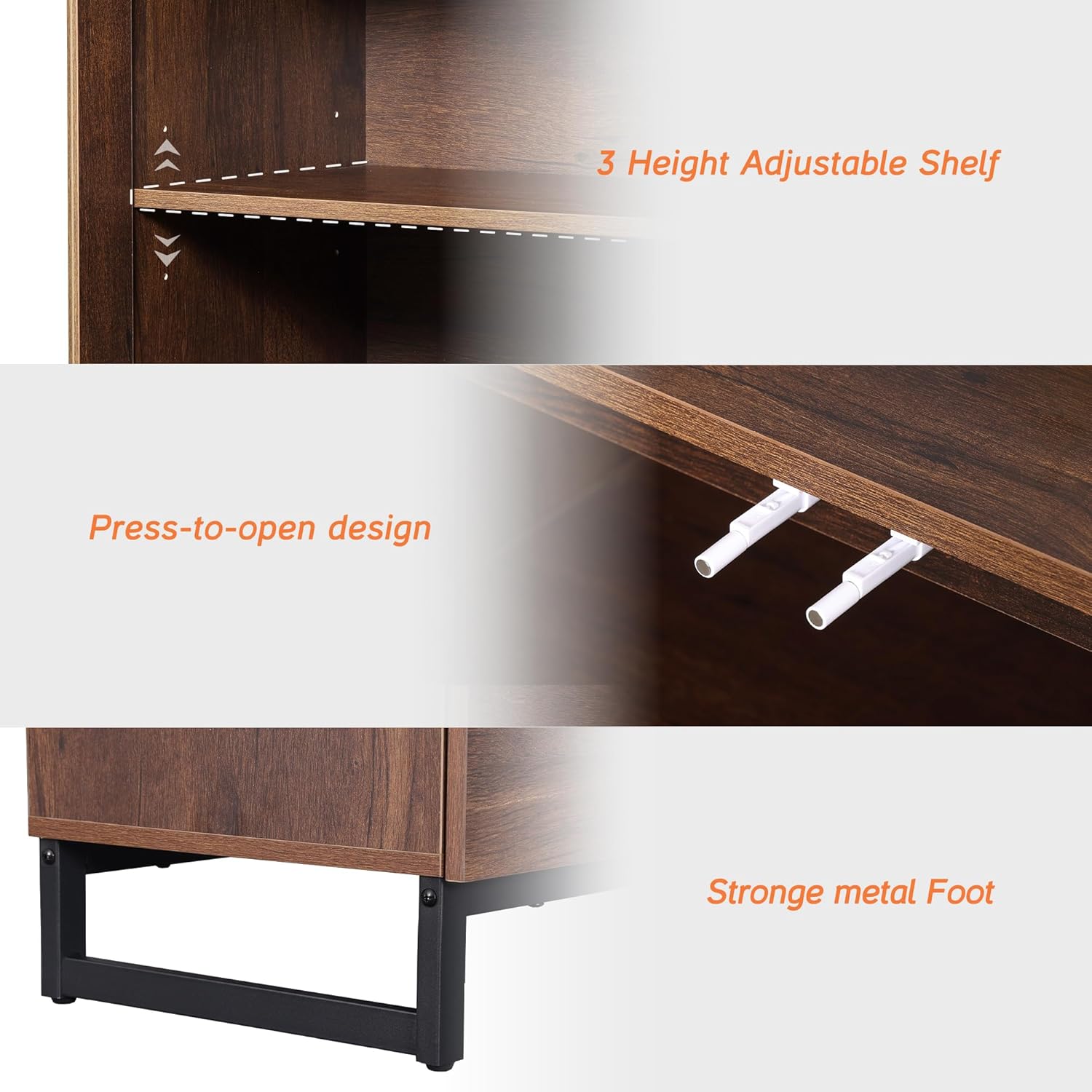 WAMPAT Modern TV Stand for TVs up to 120 inch, 4 in 1 TV Console with Glass Doors and 2 Drawers, Entertainment Center with Adjustable Shelf for Living Room, Bedroom, Brown