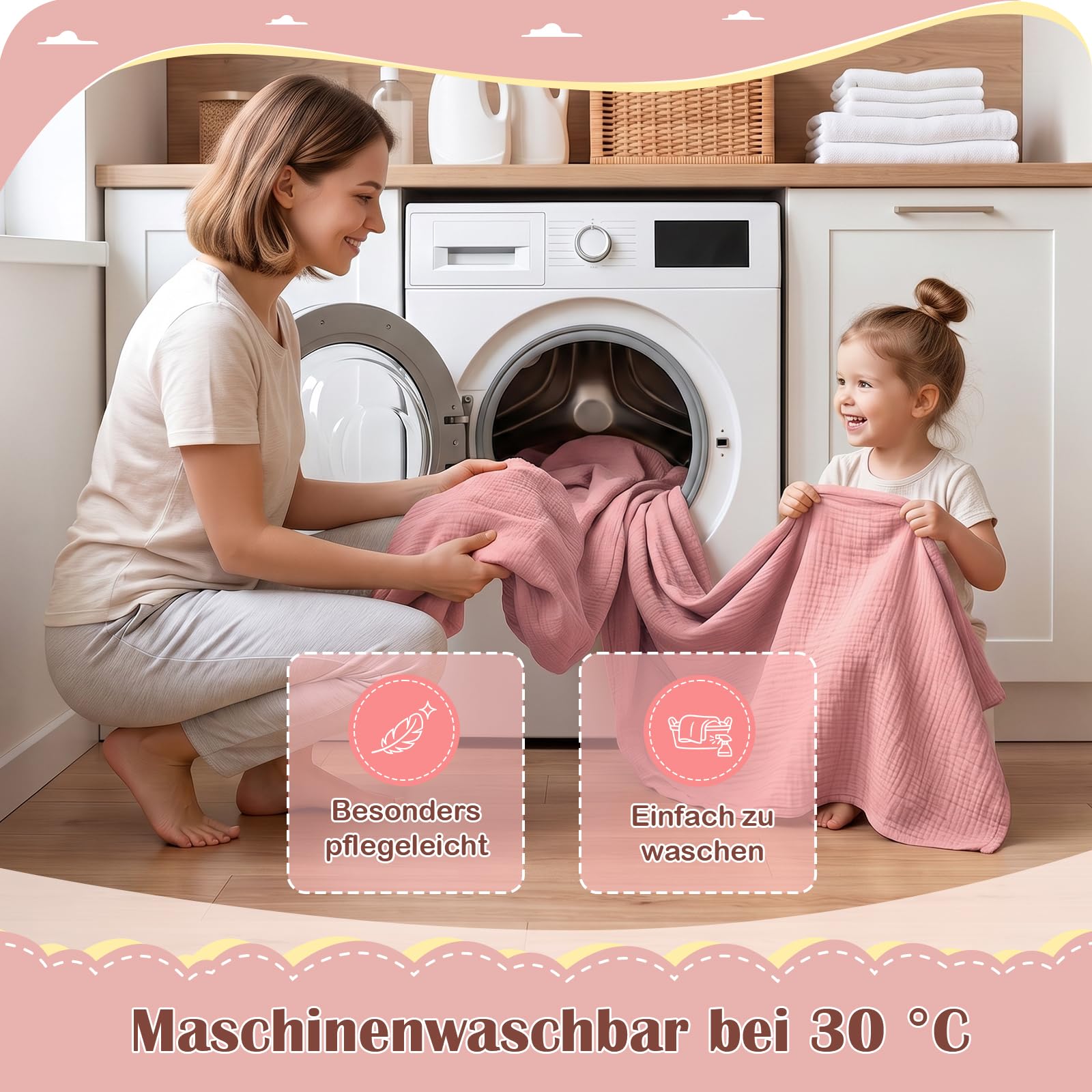 Hausbett Himmel - Betthimmel Hausbett aus 100% Baumwolle Musselin, Hausbett Vorhang für Kinderbett, Hausbett Deko Mädchen, Stoffhimmel für Hausbett & Himmelbett (Rosa, H350 x B135 cm (2 Stück))