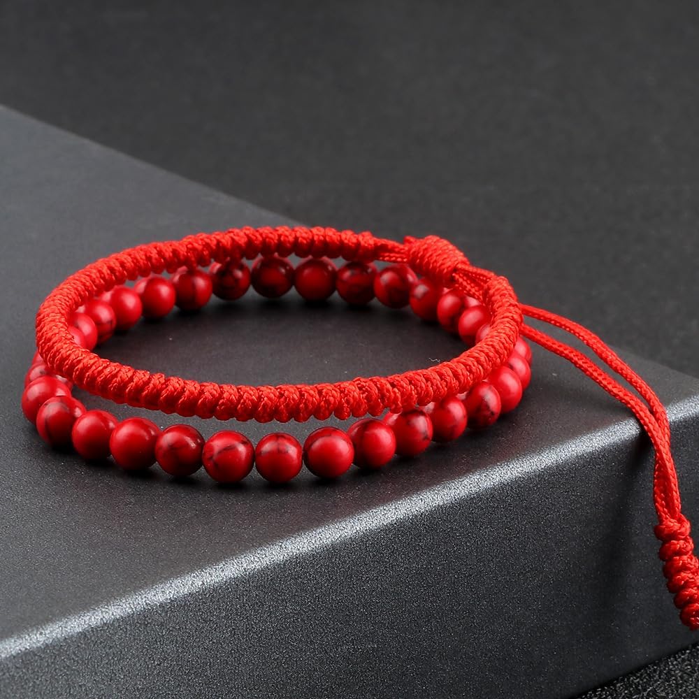 COLORFUL BLING Handwoven Natural Lava Stone String Bracelets Set for Women Men Adjustable Healing Beaded Tiger Eye Wrap Bracelet Protection Wristband Jewelry