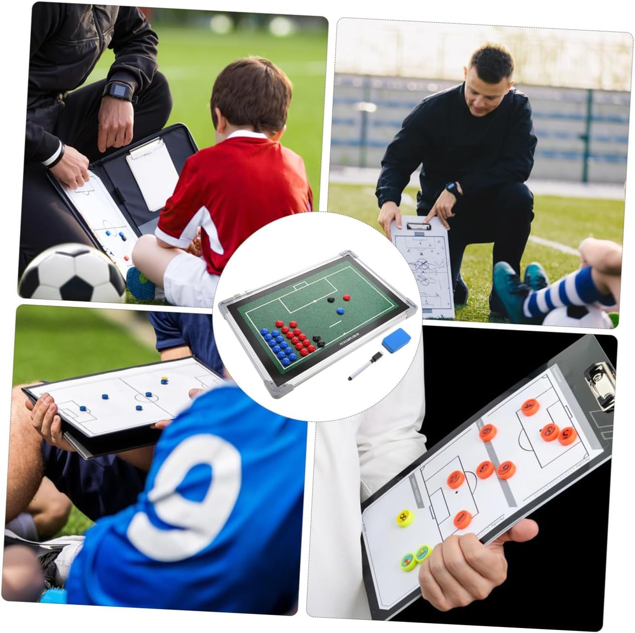 Homoyoyo Soccer Coaching Board Aluminum Alloy Dry Erase Sports Ball Training Board for Football Coaches Portable Tactical Match Planning Equipment