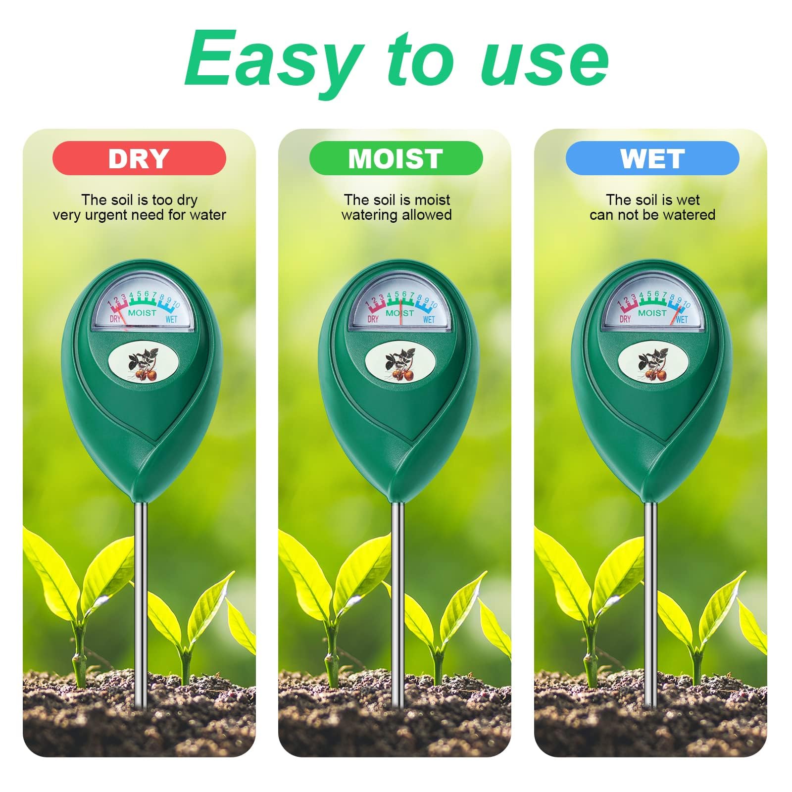 Soil Moisture Meter, 2Pack Accurate Soil Tester Ground Moisture Tester Garden Agriculture Moisture Tester Compact Lightweight Suitable For Indoor And Outdoor Vegetable Bed Gardens Etc
