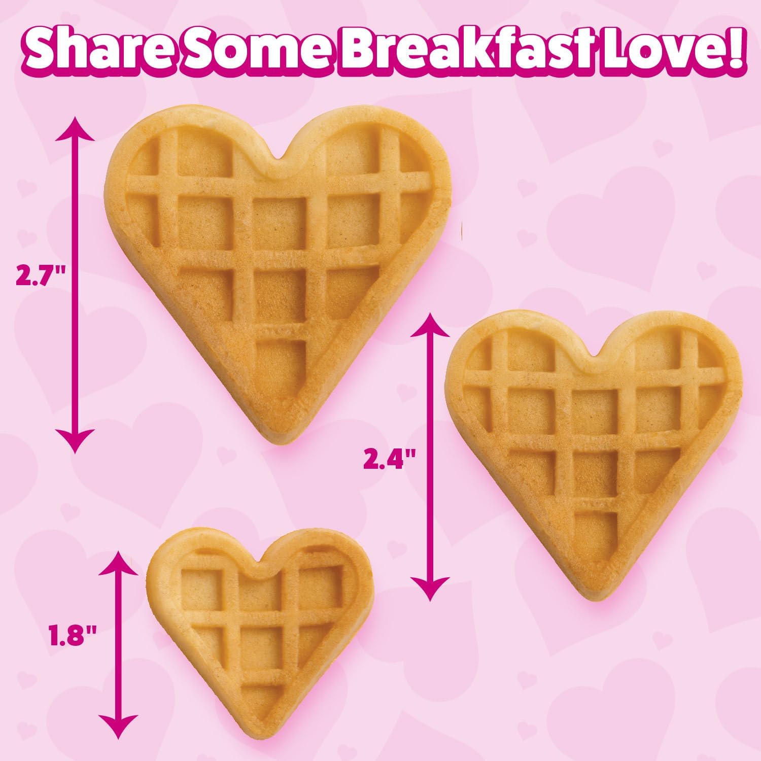 Mini Hearts Waffle Maker- Make 9 Heart Shaped Waffles or Pancakes for Special Breakfast Love w Electric Nonstick Iron- Unique Treat for Kids Adults- Waffler Griddle Includes Recipe Guide- Gift for Her