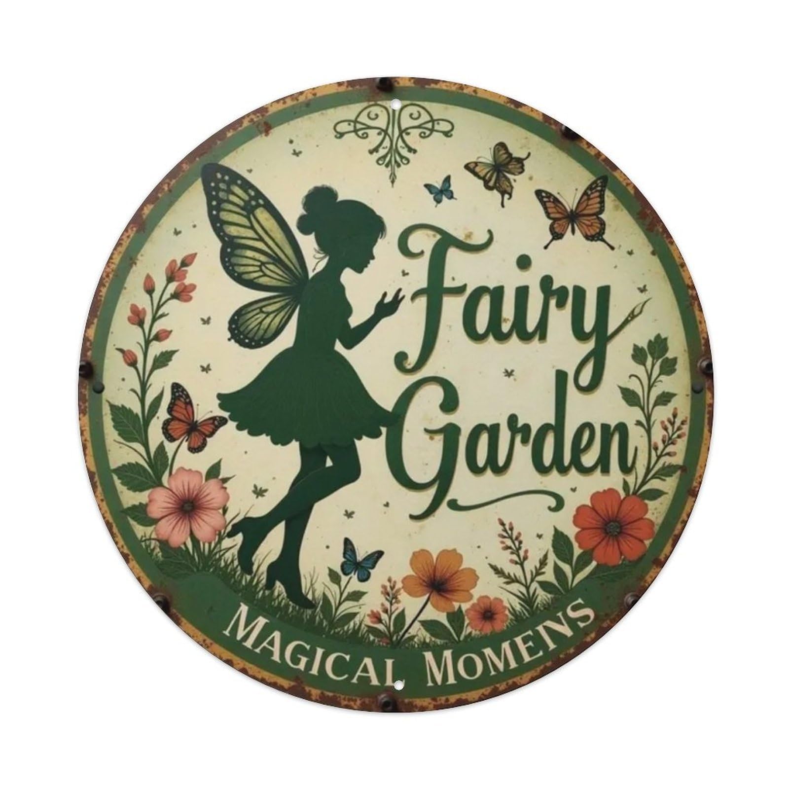 Fairy Garden Tin Sign Vintage Metal Sign Home Bar Garden Wall Decor Metal Poster 8x8 Inch