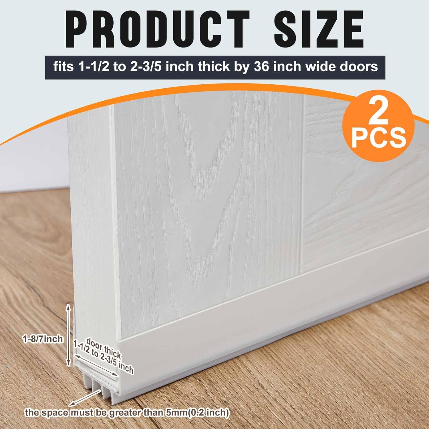 Pickmesh 2 Pcs 36 Inch Adjustable Storm Door Bottom Sweep for Door Seal 1-1/2 to 2-3/5 Inch Replacement Parts Under Draft Stopper Weather Stripping Threshold Seal (White)