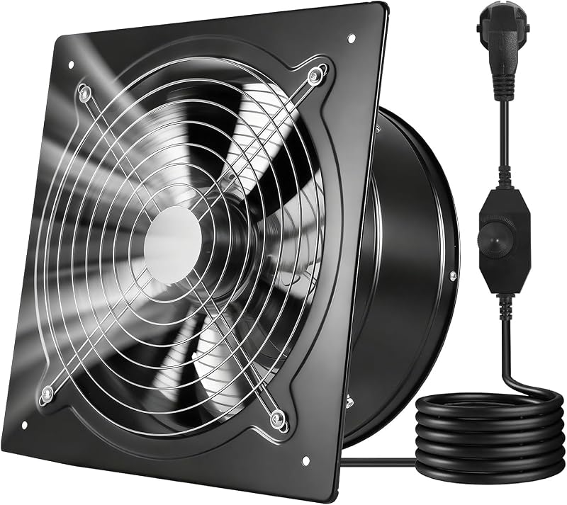 VEVOR Ventilatore di Scarico da 304 mm, Ventilatore di Sfiato a Parete ad Alta Velocità da 1558 CFM con Controllo della Velocità , Basso Consumo da 70 W, per Soffitta, Garage, Cantina, Officina